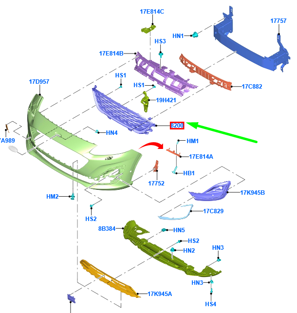 new ford kuga mk3 radiator grille 2473713 lv4b-8200-vdsma4 original
