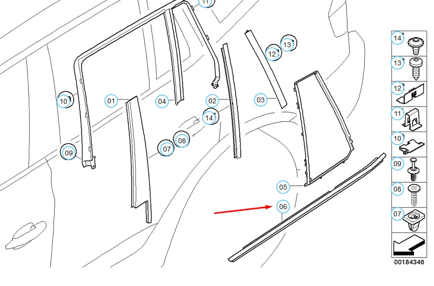 NEW BMW X3 E83 REAR RIGHT DOOR OUTER CHANNEL COVER 51353330182 ORIGINAL