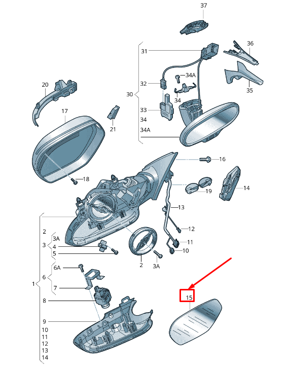 NEW AUDI A6 AVANT C7 FRONT LEFT DOOR MIRROR GLASS 4G0857535A ORIGINAL