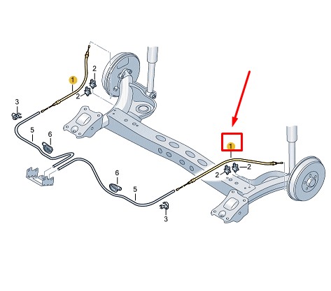 new vw polo aw mk6 rear hand brake cable 2q0609721aa original