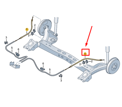 new vw polo aw mk6 rear hand brake cable 2q0609721aa original