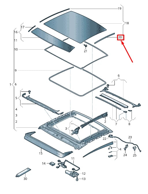 NEW AUDI A8 4N INNER SUNROOF GLASS PANEL TRIM 4N4898925