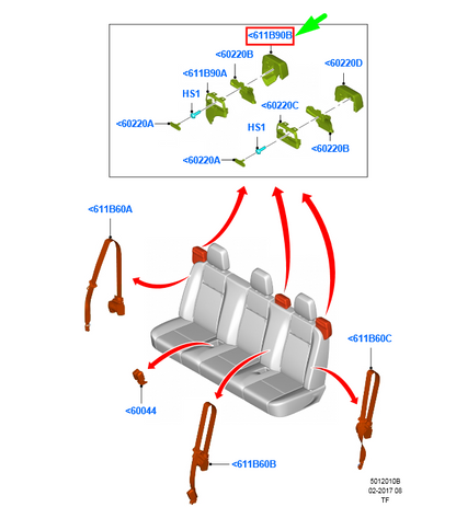 new ford transit custom mk1 rear left seat belt guide bezel 2199256 original