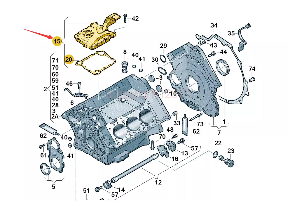 NEW AUDI Q5 8R CRANKCASE VENT VALVE VENT TRIM 06E103547P ORIGINAL