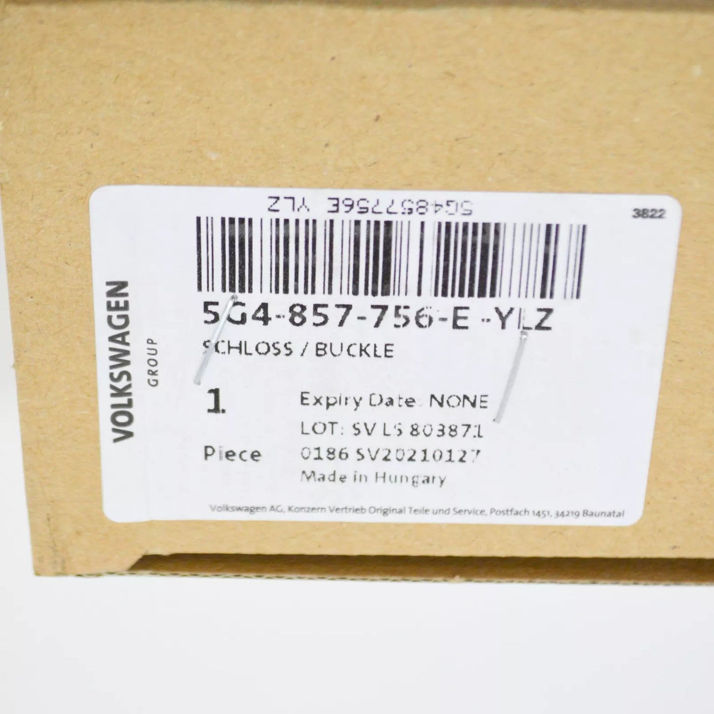 NEW VOLKSWAGEN GOLF MK7 FRONT RIGHT SEAT BELT LATCH 5G4857756EYLZ