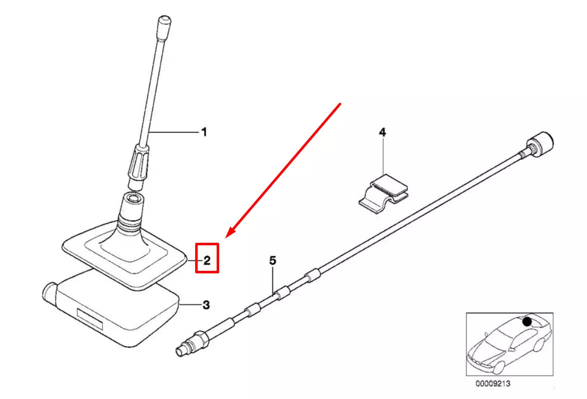 NEW BMW 5 E39 REAR WINDOW TELEPHONE ANTENNA BASE 84506907304 6907304 ORIGINAL