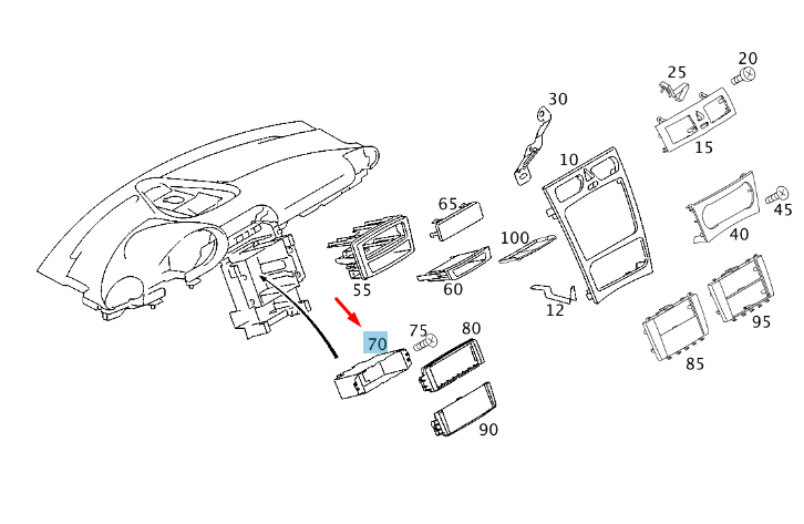 new mercedes-benz c w203 radio unit bracket a2038202914 original