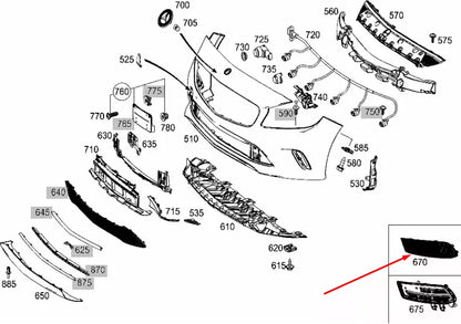 NEW MERCEDES-BENZ A-CLASS W176 FRONT BUMPER RIGHT GRILLE A1768852800