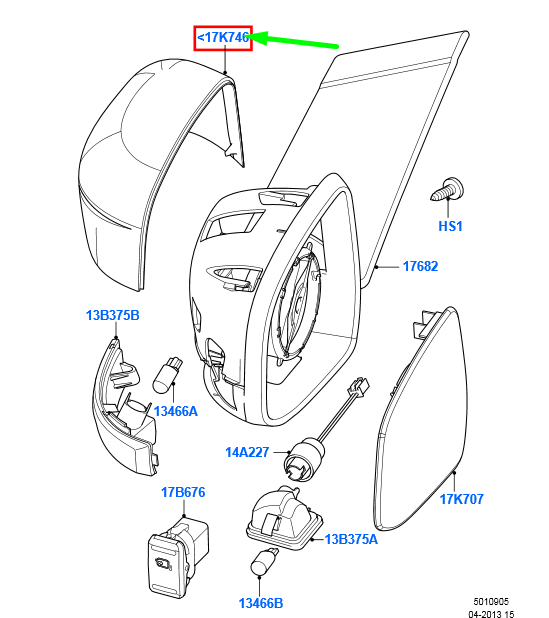 new ford focus mk2 front right door mirror cover 1548237 original
