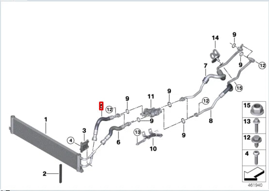 NEW BMW 5 G30 TRANSMISSION OIL COOLER FEED LINE 17228602302 ORIGINAL