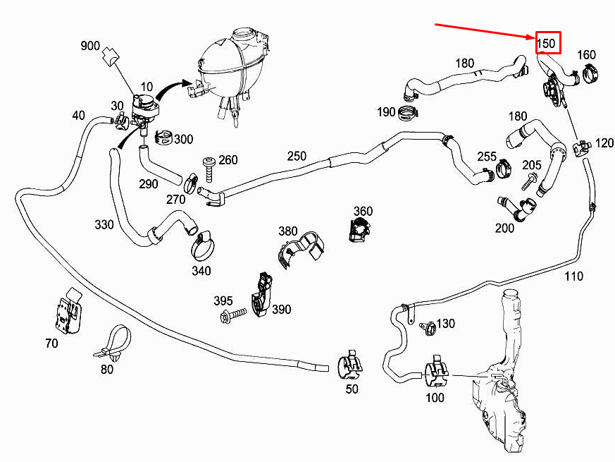 new mercedes-benz e cabrio a207 engine coolant feed hose a2048302396 original