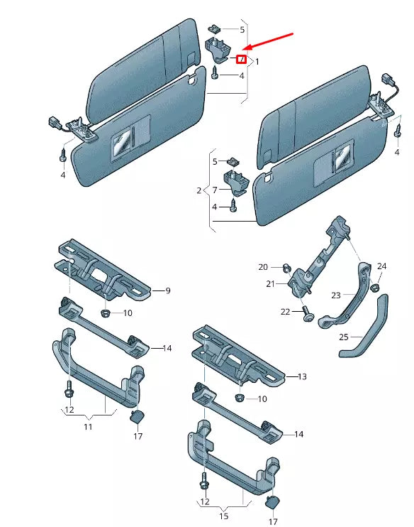 NEW VW TOUAREG 7P MK2 LEFT INNER SUN VISOR RETAINER 4L0859561B82V