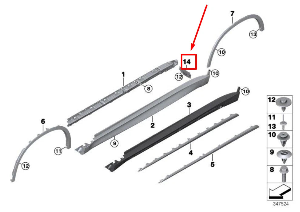 NEW BMW X5 F15, F85 REAR RIGHT DEFLECTOR LIP 51757290668 7290668 ORIGINAL