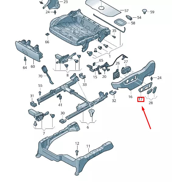 NEW VW TOUAREG 7P MK2 FRONT LEFT SEAT SWITCH TRIM 7P6882515ENX1