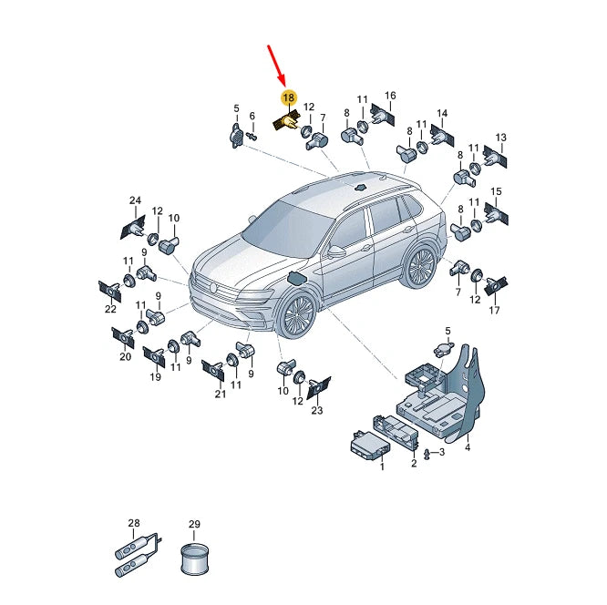 NEW VW TIGUAN ALLSPACE MK2 REAR RIGHT OUTER PARK SENSOR HOLDER 5NL919398