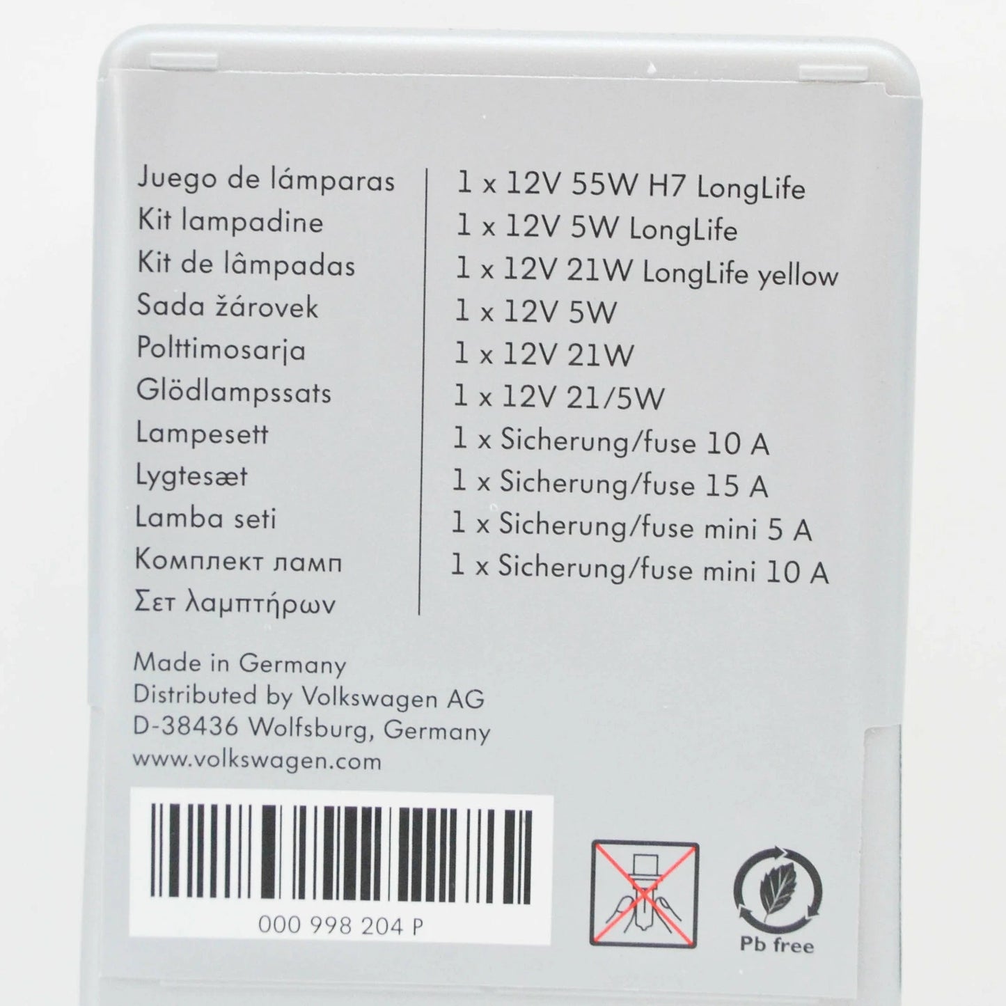 NEW VOLKSWAGEN GOLF MK7 H7-LL BULBS SET 000998204P ORIGINAL