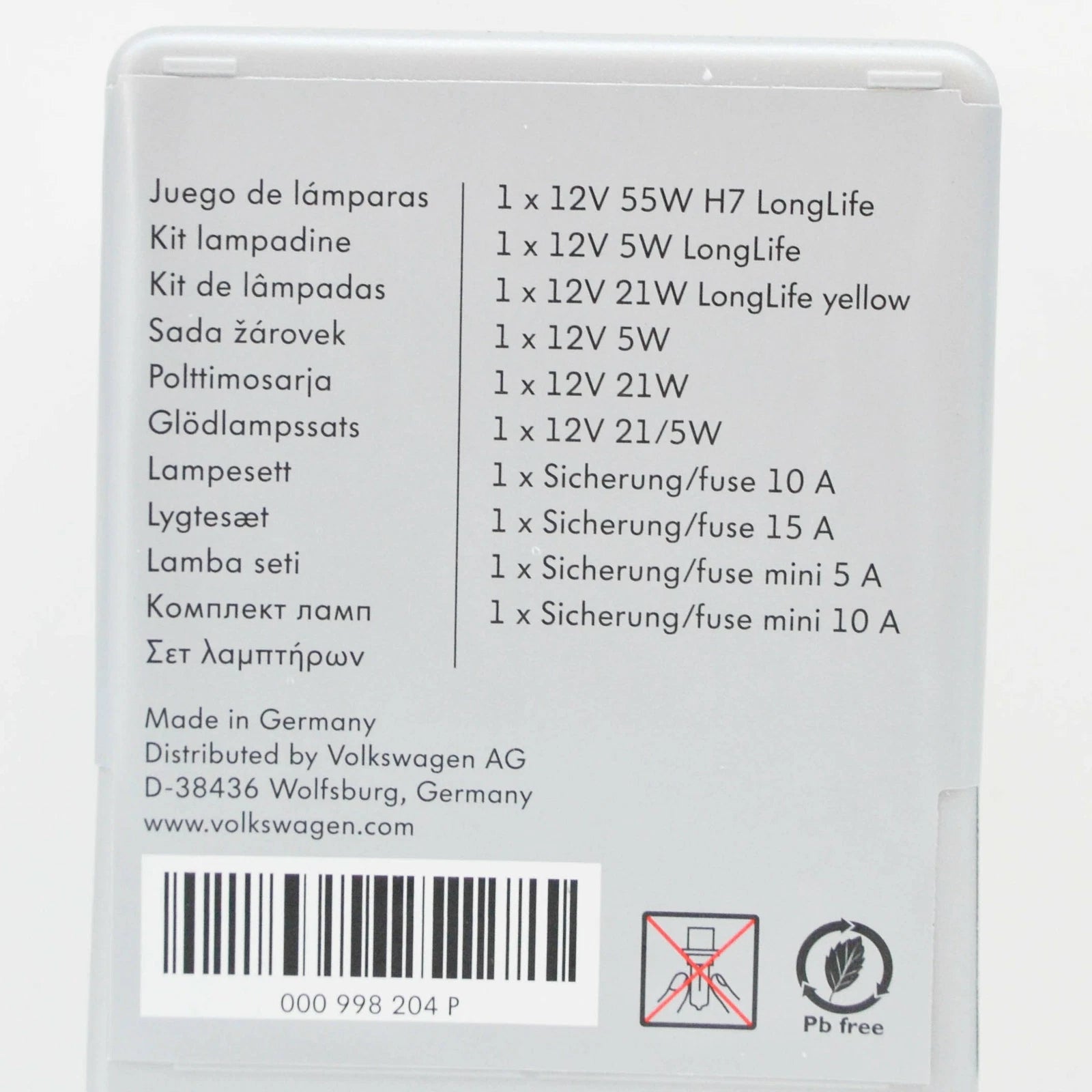 NEW VOLKSWAGEN GOLF MK7 H7-LL BULBS SET 000998204P ORIGINAL