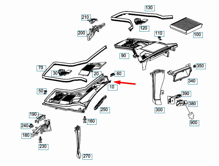 NEW MERCEDES-BENZ C-CLASS W205 FRONT WIPER COWL TRIM LEFT A2058300503 LHD