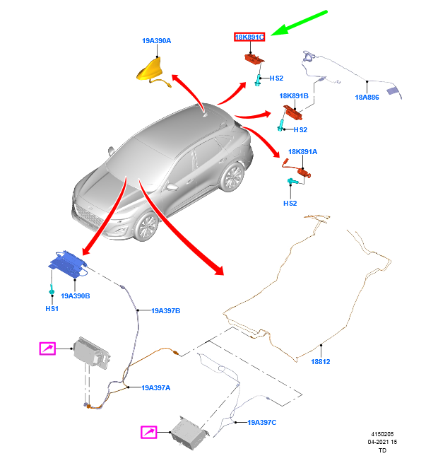 new ford kuga mk3 aerial isolator 2645648 original