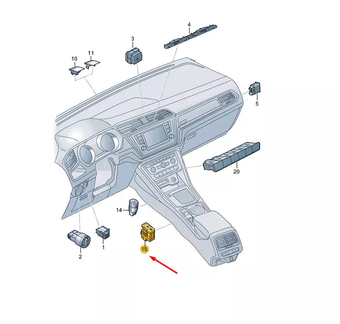 NEW VW TOURAN 5T ELECTROMECHANICAL PARKING BRAKE SWITCH 5TA927225BICX