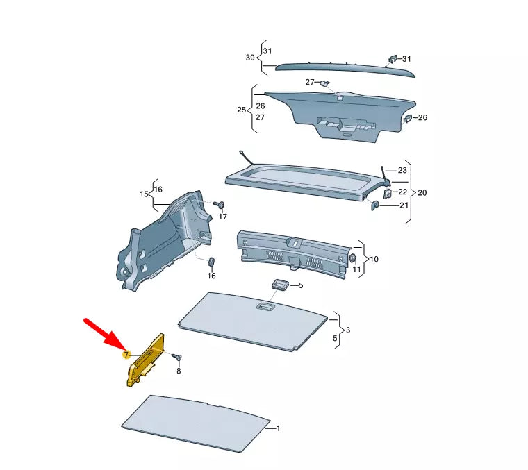 NEW VW ID.3 LUGGAGE COMPARTMENT FLOOR RIGHT MOUNTING BLOCK 10A8588324PK ORIGINAL