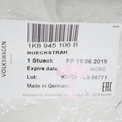 NEW VOLKSWAGEN SCIROCCO REAR BUMPER RIGHT REFLECTOR 1K8945106B 2011