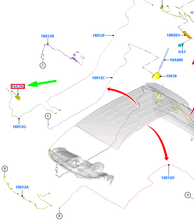 new ford ecosport mk2 bk aerial assy hs7t-19k351-aa 5416238 original