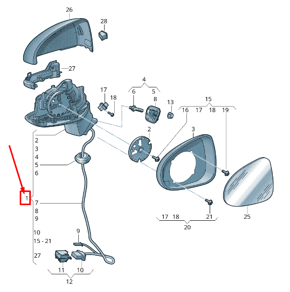 new audi rs3 front right side wing mirror lhd 8v1857410ab9b9 original