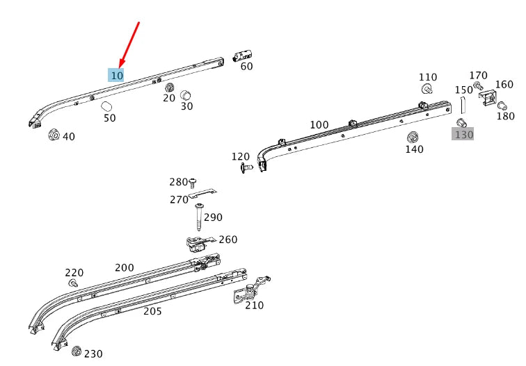 NEW MERCEDES-BENZ VITO W447 REAR DOOR TOP RIGHT GUIDE RAIL A4477660137 ORIGINAL