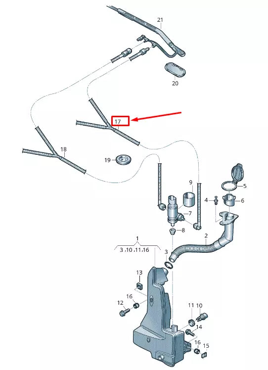 NEW AUDI E-TRON GEN LEFT WINDSHIELD WASHER HOSE RHD 4KR955933