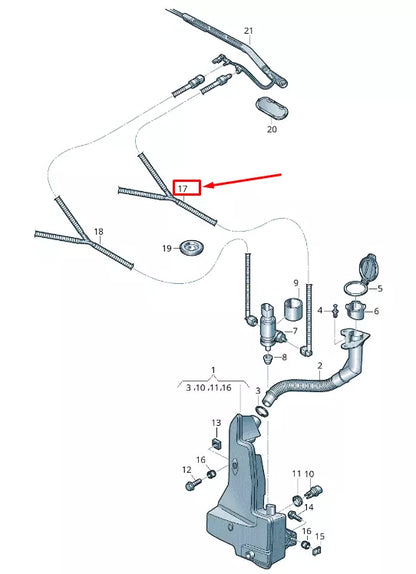 NEW AUDI E-TRON GEN LEFT WINDSHIELD WASHER HOSE RHD 4KR955933