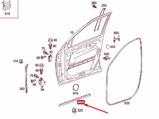 NEW MERCEDES-BENZ ML W164 FRONT RIGHT DOOR COVER STRIP A1646904862 ORIGINAL