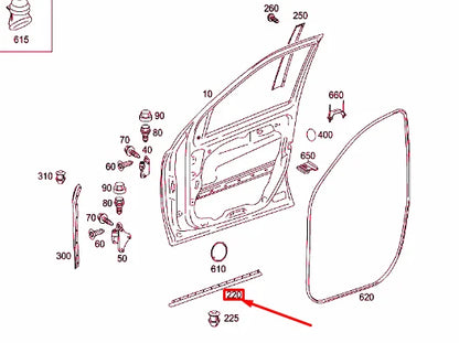 NEW MERCEDES-BENZ ML W164 FRONT RIGHT DOOR COVER STRIP A1646904862 ORIGINAL
