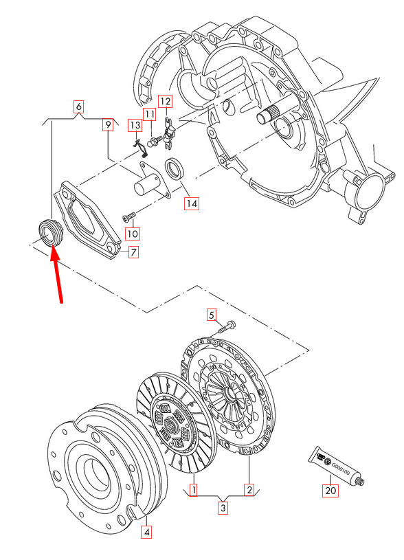 new audi s4 b7 clutch release bearing 01e141165d 4.2 petrol 253kw original