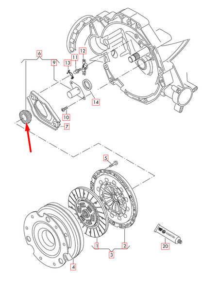 new audi s4 b7 clutch release bearing 01e141165d 4.2 petrol 253kw original