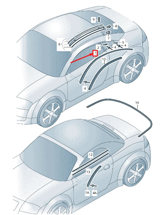 NEW AUDI TT 8J LEFT ROOF MOLDING 8J7853703A 1P9 8J7853703A1P9
