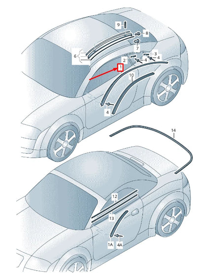 NEW AUDI TT 8J LEFT ROOF MOLDING 8J7853703A 1P9 8J7853703A1P9