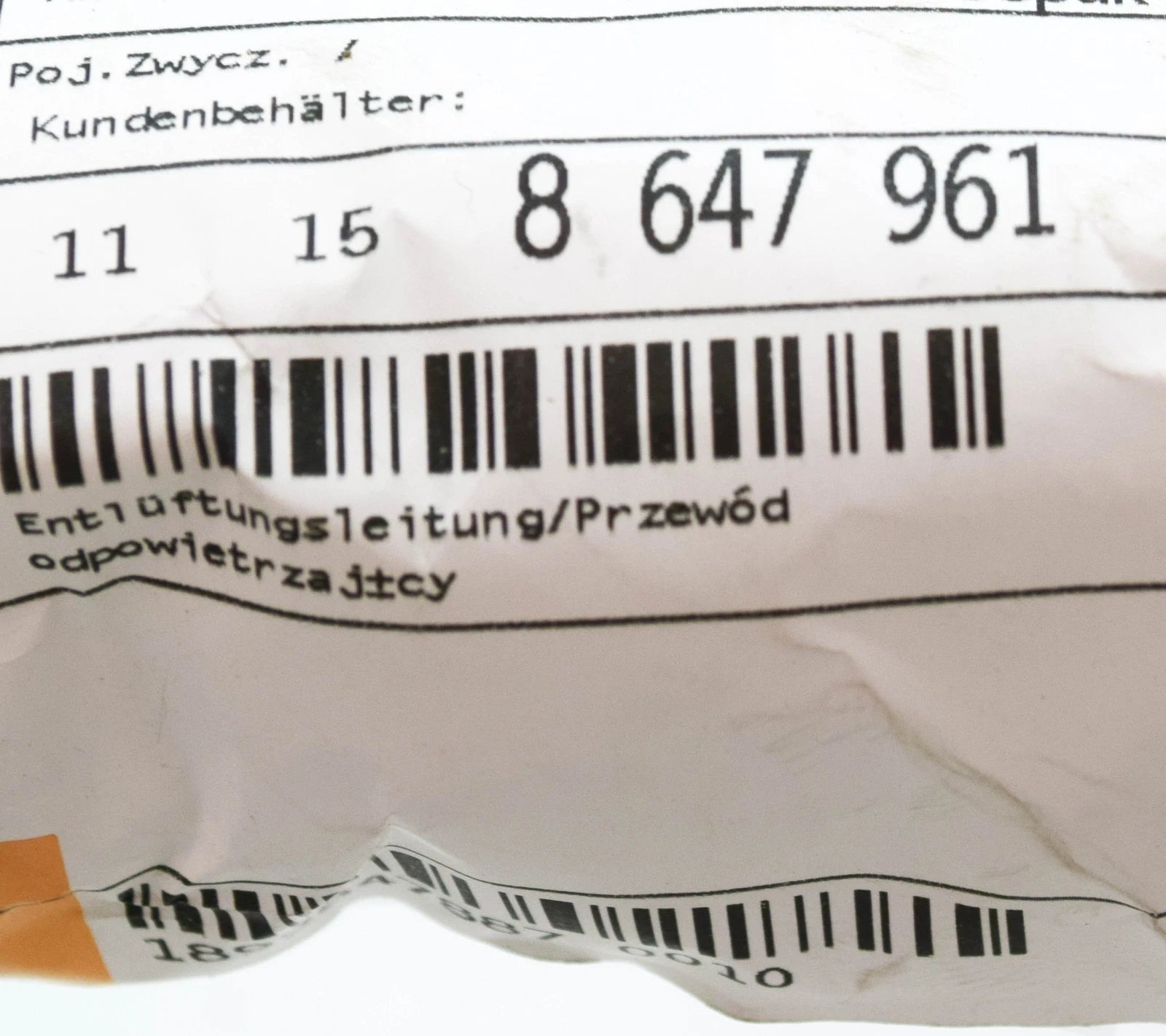 NEW BMW 5 F07 GT AIR VENT PIPE HOSE 11158647961 8647961 ORIGINAL