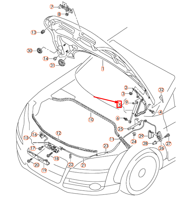 NEW AUDI TT 8J ENGINE HOOD GAS FILLED STRUT 8J0823359C ORIGINAL
