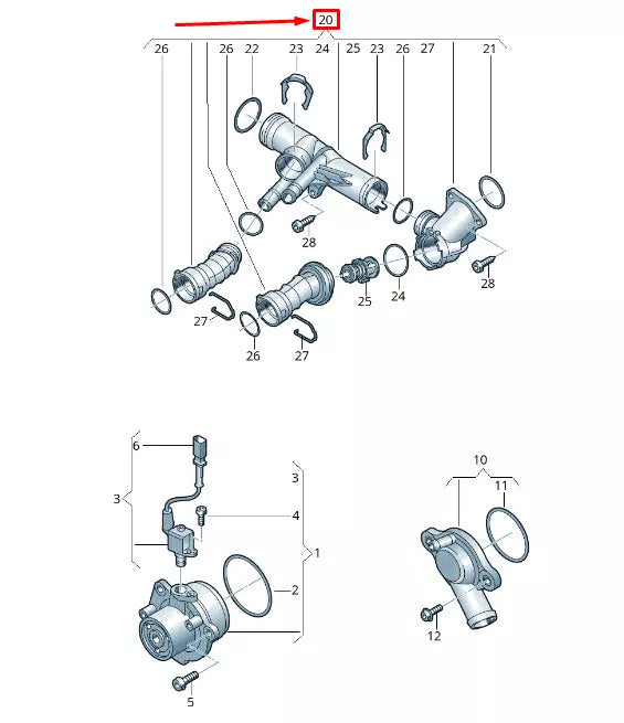 NEW VW TOURAN 5T ENGINE COOLANT THERMOSTAT HOUSING 04L121026AF ORIGINAL