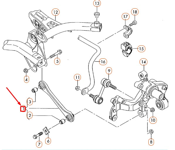 NEW AUDI A3 8P REAR LEFT TRACK ROD 1K0501529F ORIGINAL