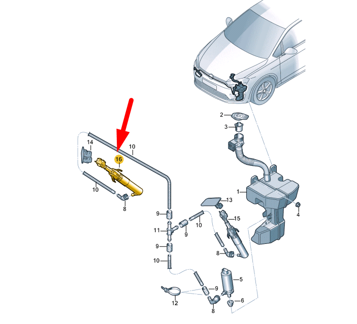 NEW VW GOLF SPORTSVAN FRONT RIGHT HEADLAMP WASHER SPRAY NOZZLE 510955966