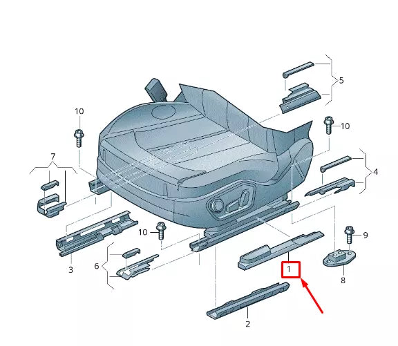 NEW AUDI A8 4H FRONT RIGHT OUTER GUIDE RAIL COVER 4H0881458BC5