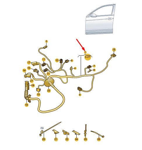 new skoda enyaq iv front left door wiring lhd 5lb971120c original