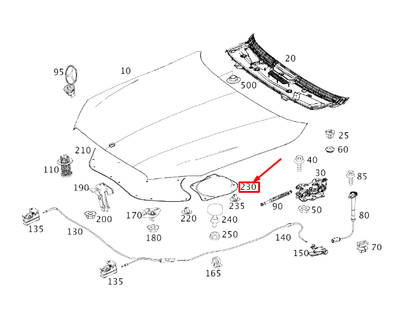 NEW MERCEDES-BENZ S W222 ENGINE HOOD RIGHT DAMPING A2226820226 ORIGINAL