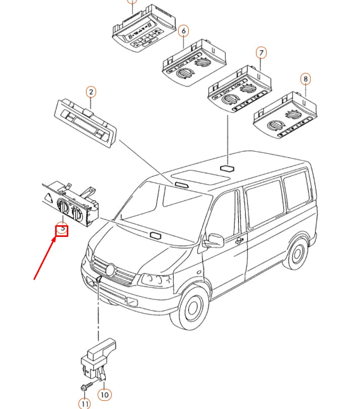 NEW VW TRANSPORTER T5 SUPPLEMENTARY HEATER CONTROL PANEL 7H0919158L9B9
