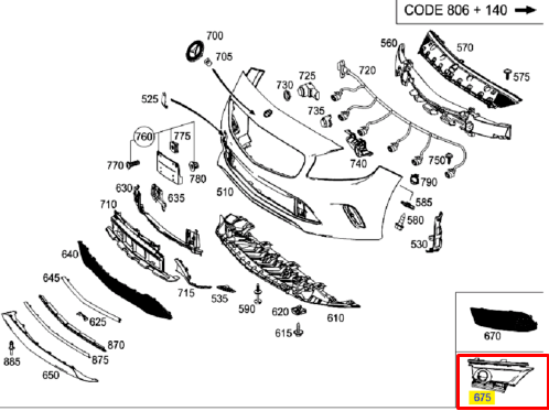 NEW MB A W176 AMG FRONT BUMPER LEFT PDC COVER A1768852900 ORIGINAL