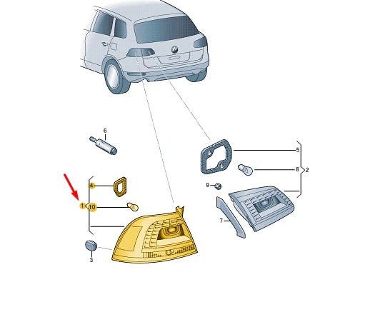 NEW VW TOUAREG 7P REAR LEFT OUTER TAILLIGHT 7P6945207 ORIGINAL