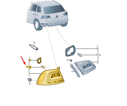 NEW VW TOUAREG 7P REAR LEFT OUTER TAILLIGHT 7P6945207 ORIGINAL