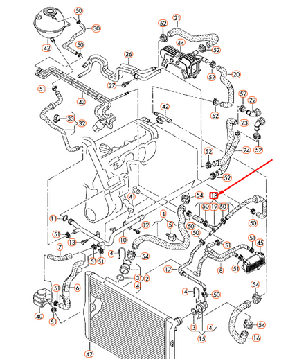 NEW AUDI A3 8P ENGINE COOLANT HOSE 1K0122447ED ORIGINAL